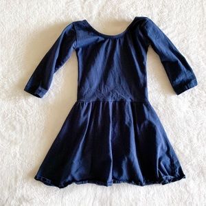 Navy Blue Skirted Leotard - 3/4 Length Sleeve - 3T